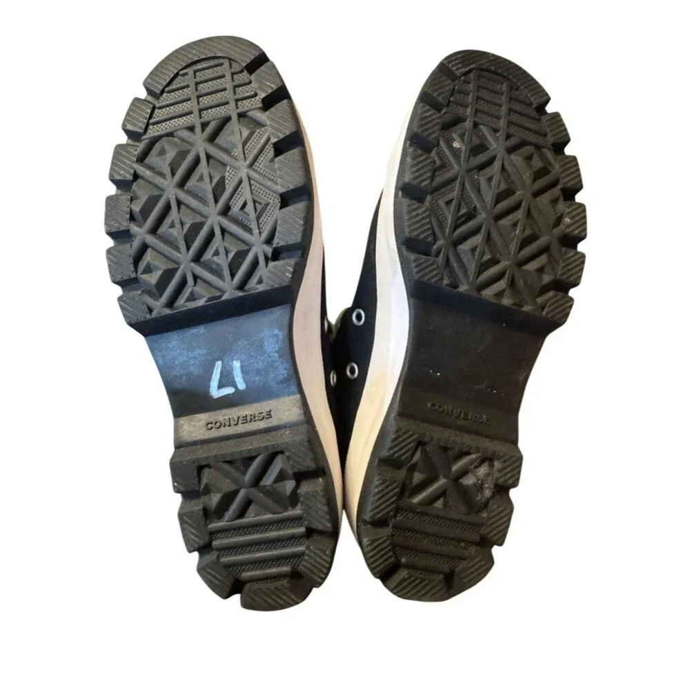 Converse Custom All Star Lugged High Top Platform Sneakers In Black And Blue - Picture 8 of 16